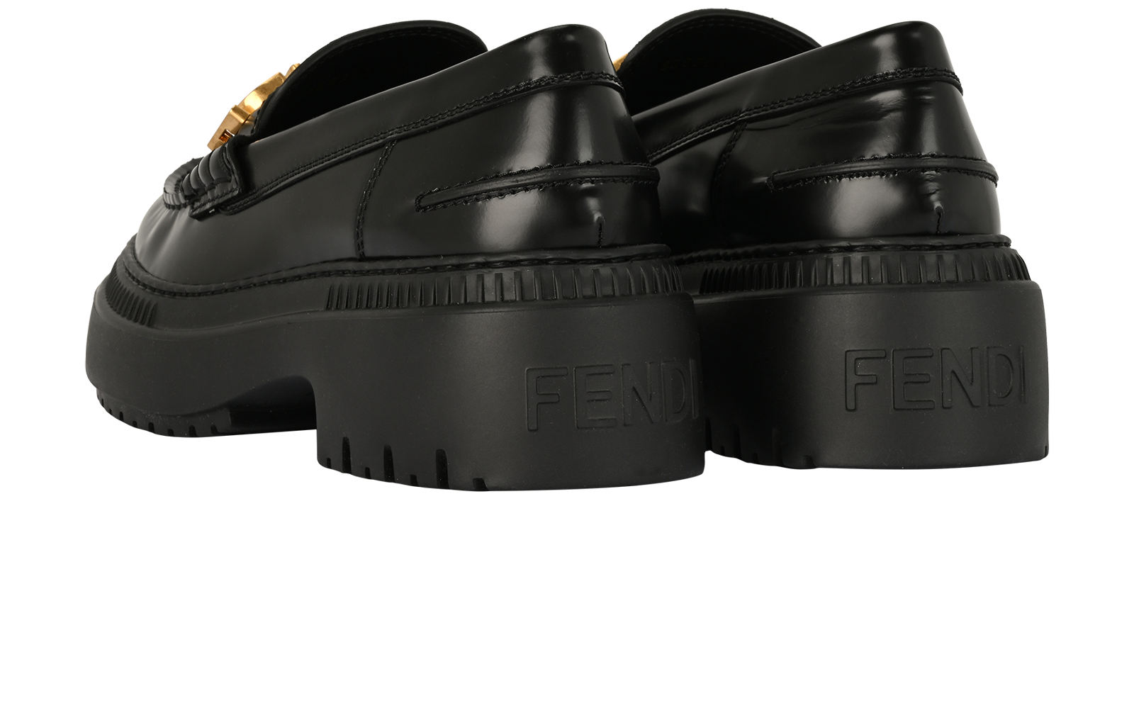 Fendi Logo Chunky Loafer, &pound;350, Shoes, Black, Leather, Back view