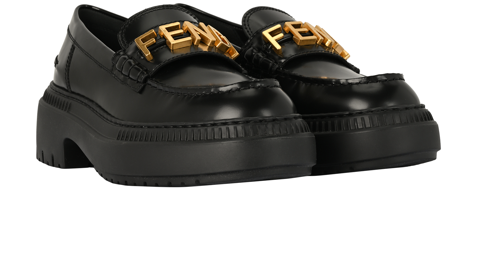 Fendi Logo Chunky Loafer, &pound;350, Shoes, Black, Leather, Side view