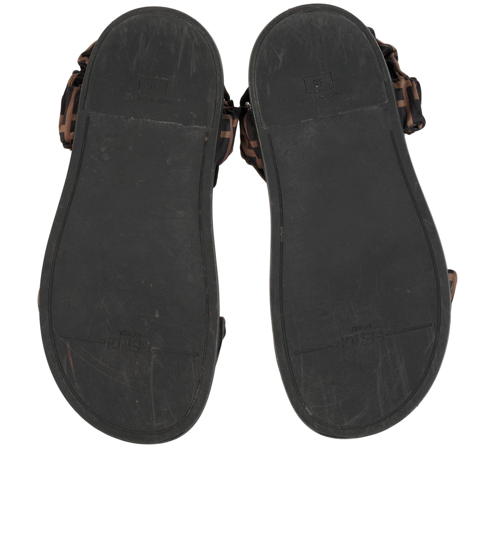 Fendi FF Sandals, &pound;220, Shoes, Brown, Leather/Satin, Top view