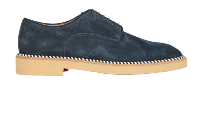 Christian Louboutin Davilocrepe Lace Up Shoes, &pound;320, Shoes, Navy, Suede, Front view