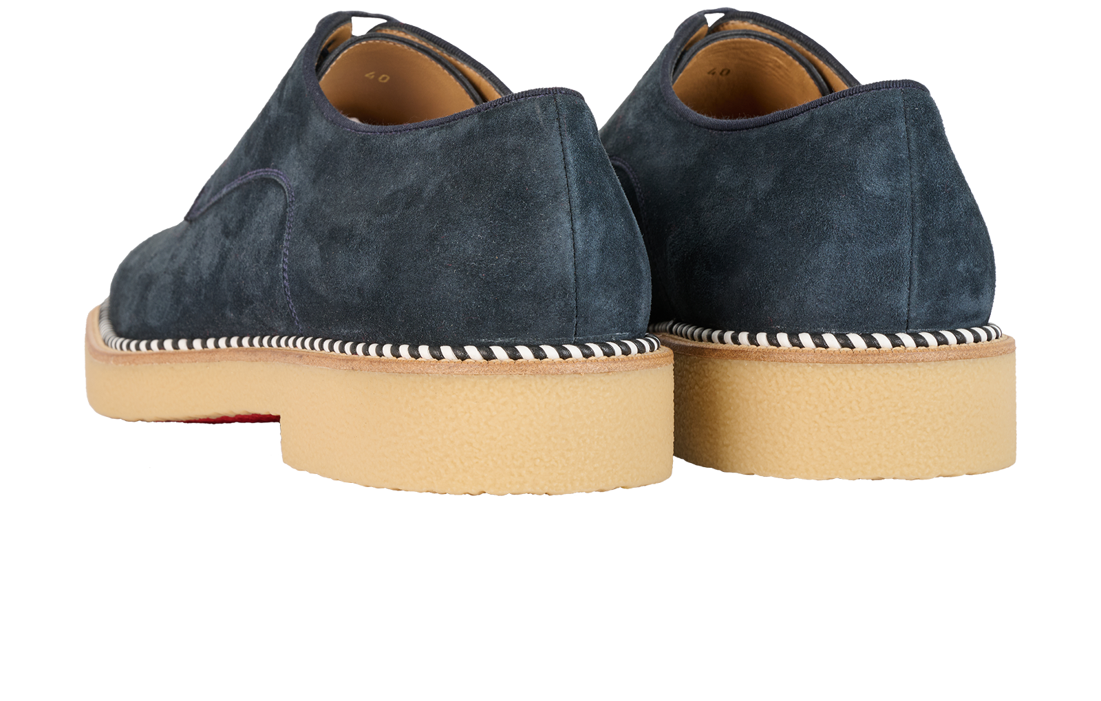 Christian Louboutin Davilocrepe Lace Up Shoes, &pound;320, Shoes, Navy, Suede, Back view