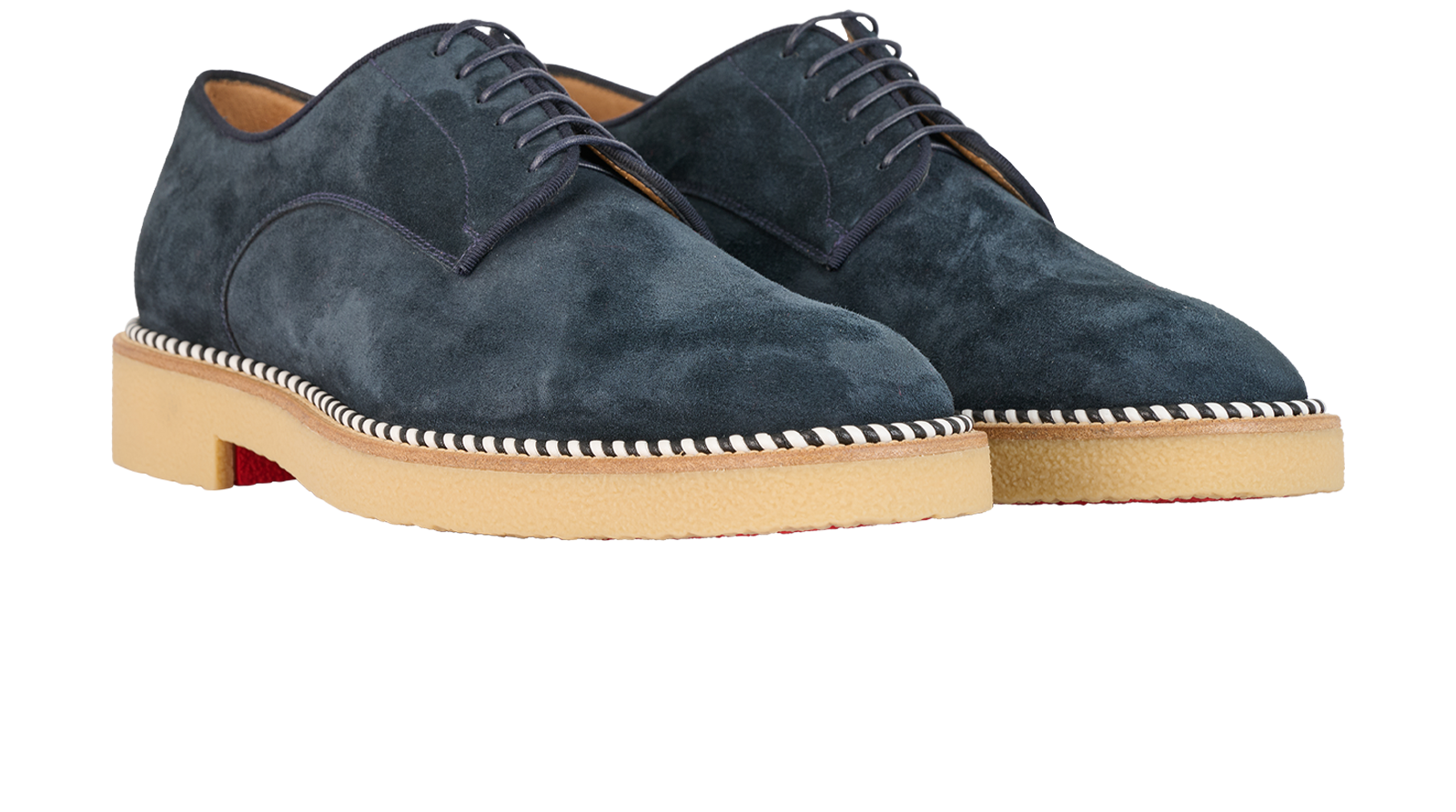 Christian Louboutin Davilocrepe Lace Up Shoes, &pound;320, Shoes, Navy, Suede, Side view