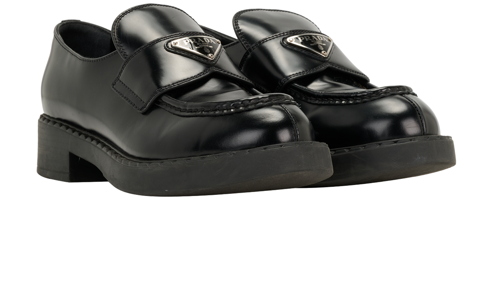 Prada  Chunky Loafers, &pound;295, Shoes, Black, Leather, Side view