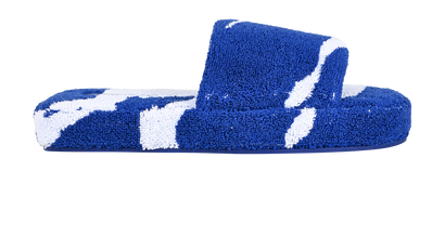 Burberry Towelling Sliders, &pound;80, Shoes, Blue/White, Fabric, Front view