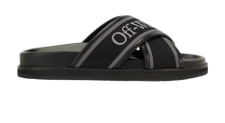 Off-White Cloud Criss-Cross Slides, Leather, Black, UK6, DB/B, 3*