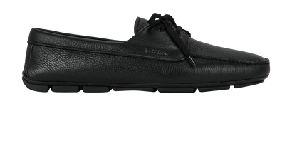 Prada Laced Loafers, &pound;320, Shoes, Black, Leather, Front view