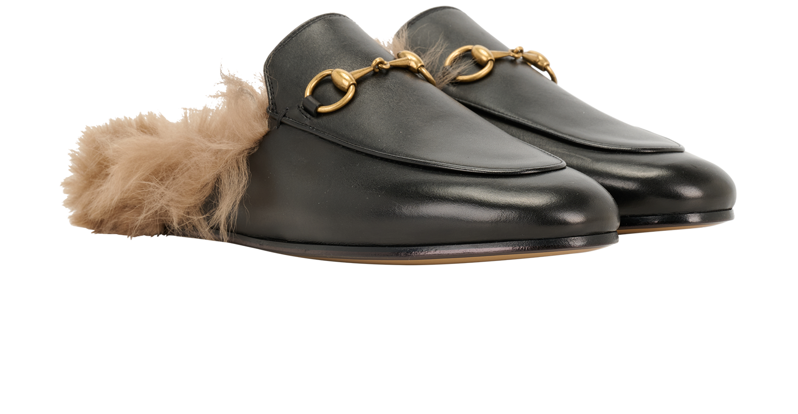 Gucci Princetown Mules, &pound;375, Shoes, Black, Leather/Shearling, Side view