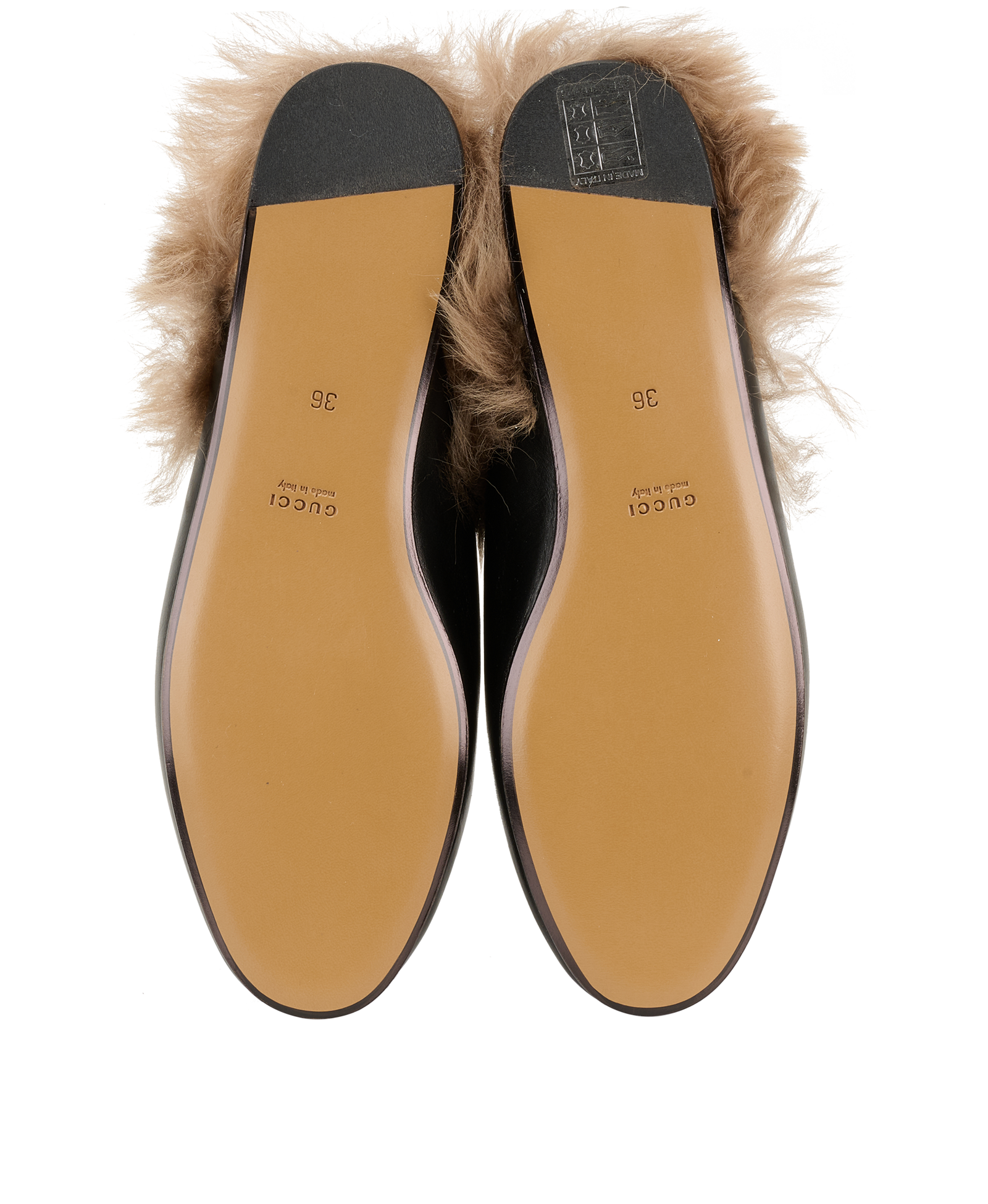 Gucci Princetown Mules, &pound;375, Shoes, Black, Leather/Shearling, Top view