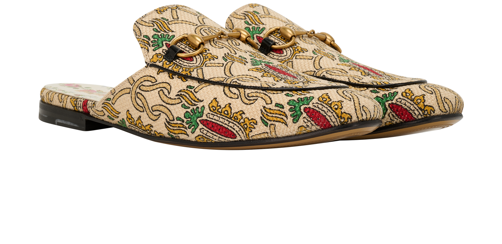 Gucci Princetown Mules, &pound;320, Shoes, Beige/Black/Red, Canvas/Leather, Side view