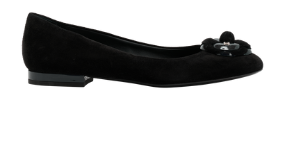 Chanel Camellia CC Ballet Flats, &pound;595, Shoes, Black, Suede, Front view