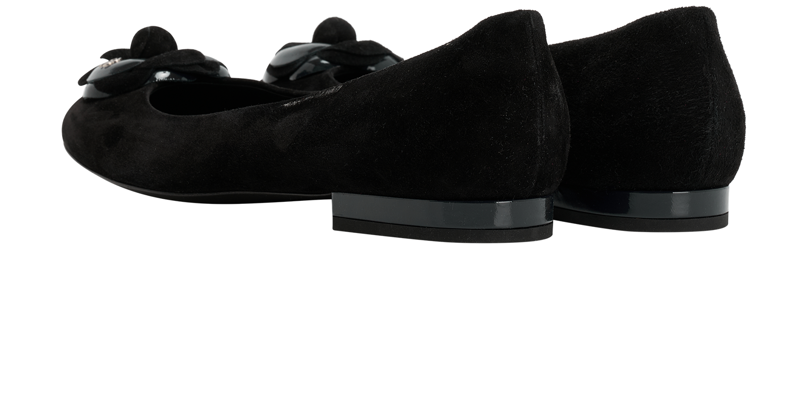 Chanel Camellia CC Ballet Flats, &pound;595, Shoes, Black, Suede, Back view