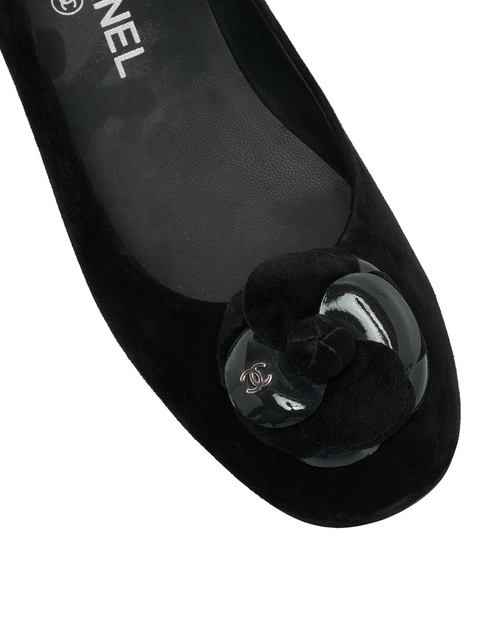Chanel Camellia CC Ballet Flats, &pound;595, Shoes, Black, Suede, Other view