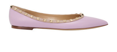 Valentino Spike Ballerina Flats, &pound;250, Shoes, Purple, Leather, Front view