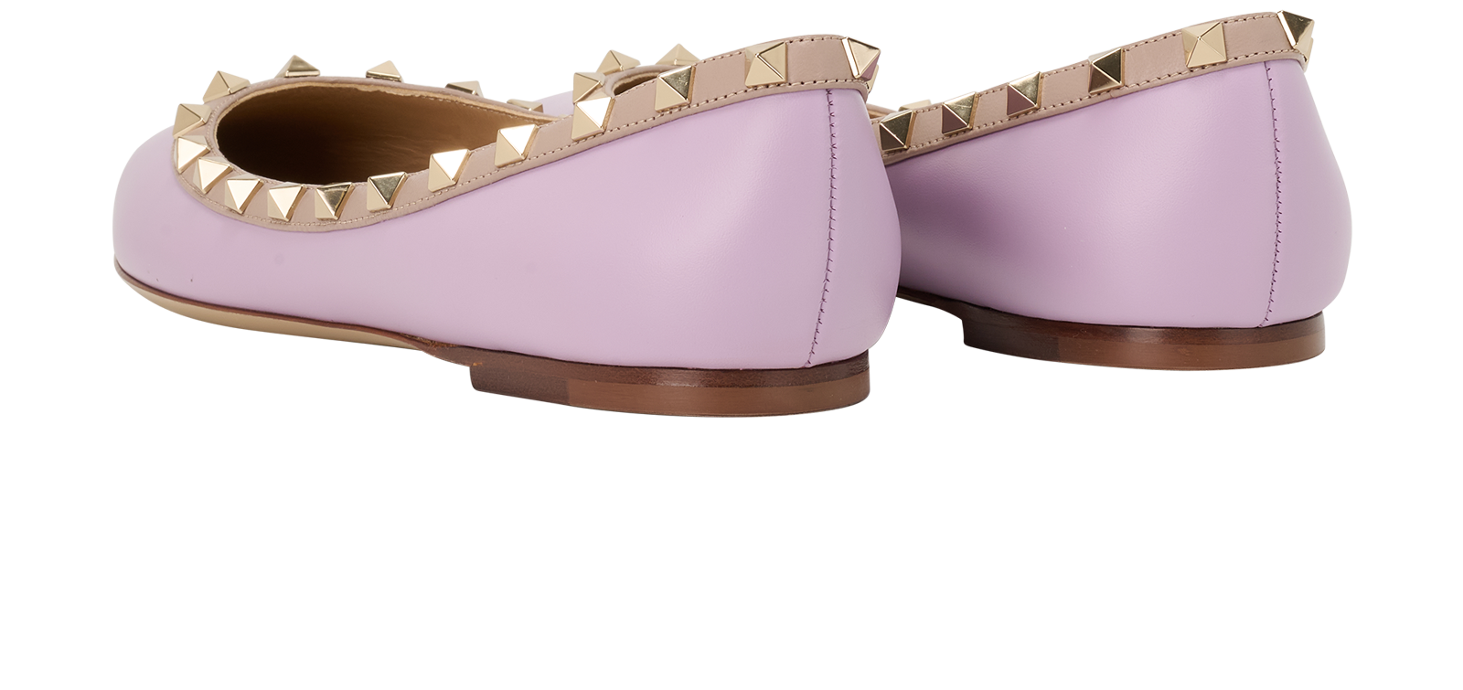 Valentino Spike Ballerina Flats, &pound;250, Shoes, Purple, Leather, Back view