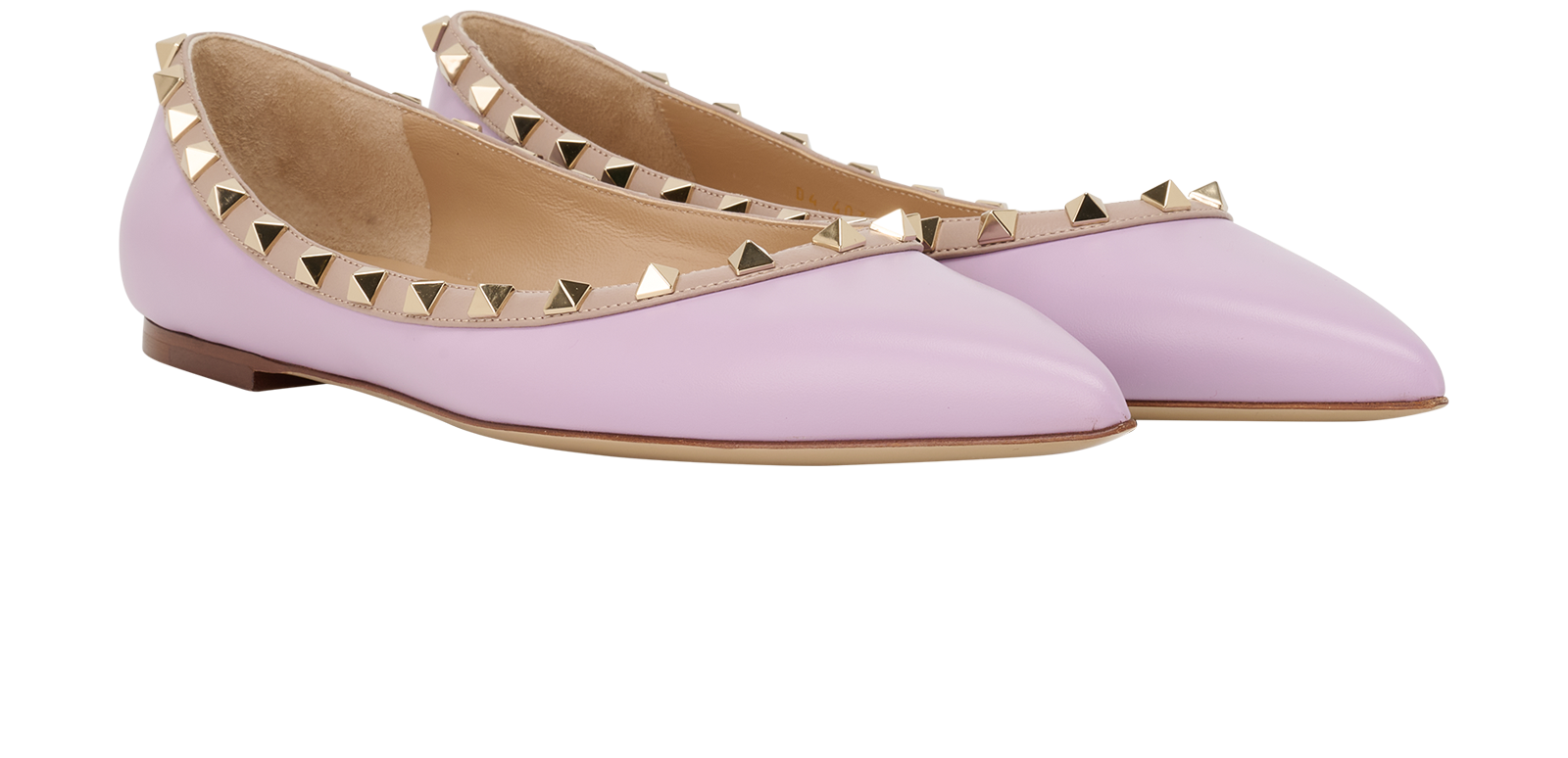 Valentino Spike Ballerina Flats, &pound;250, Shoes, Purple, Leather, Side view