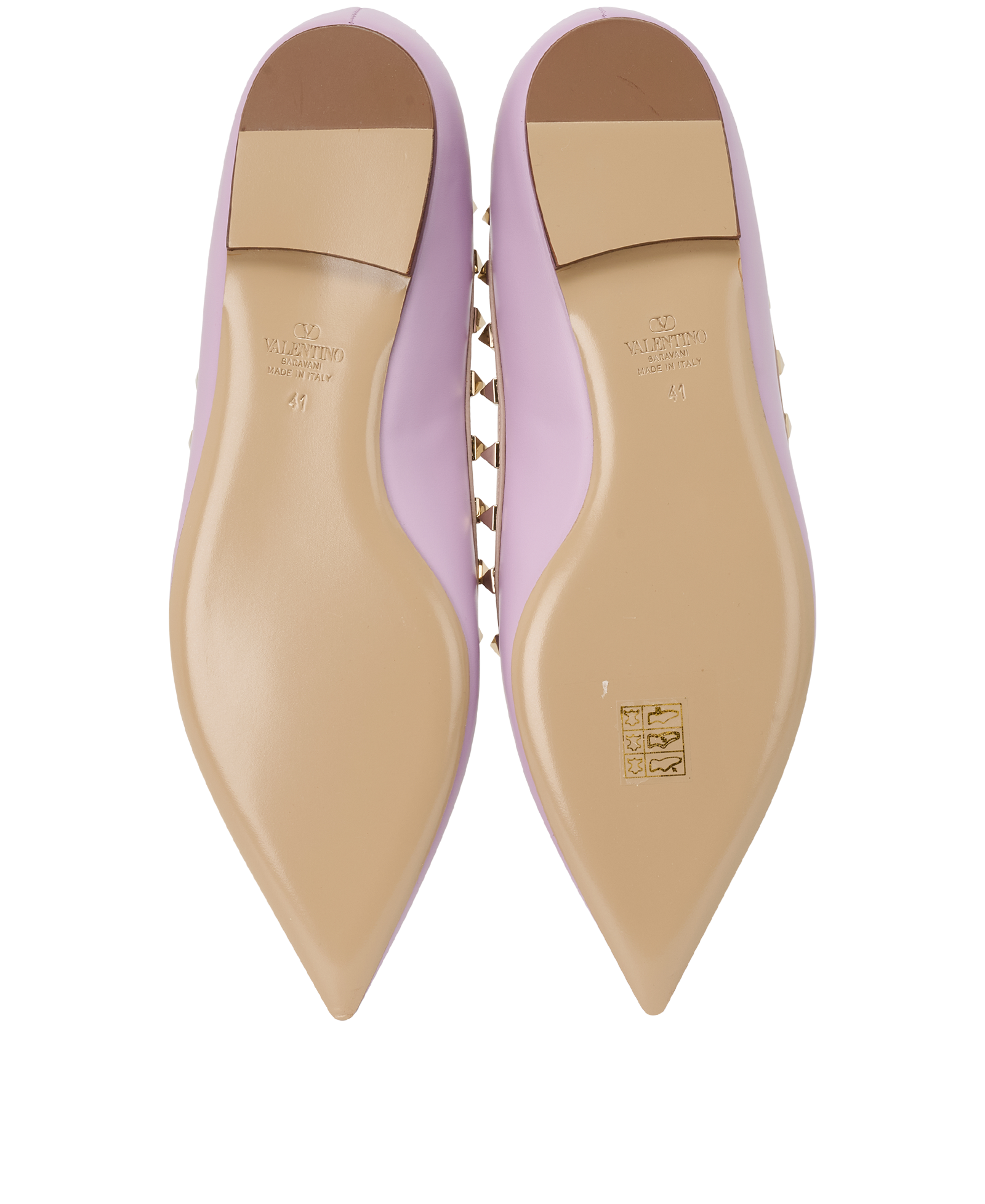 Valentino Spike Ballerina Flats, &pound;250, Shoes, Purple, Leather, Top view