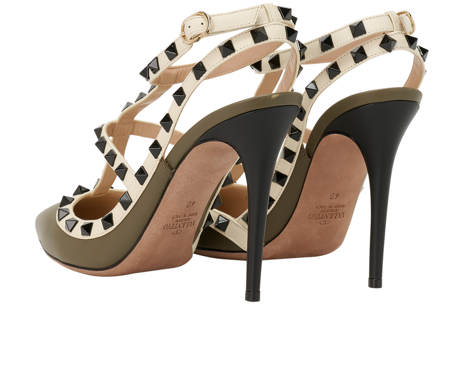 Valentino Rockstud High Heel, &pound;295, Shoes, Grey, Leather, Back view