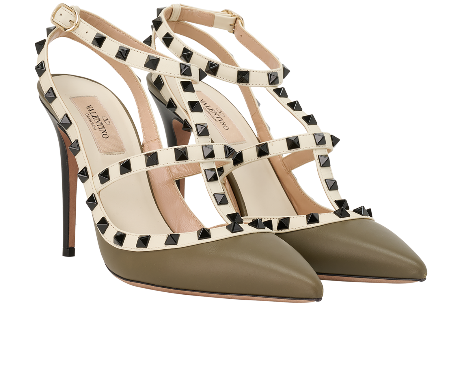 Valentino Rockstud High Heel, &pound;295, Shoes, Grey, Leather, Side view