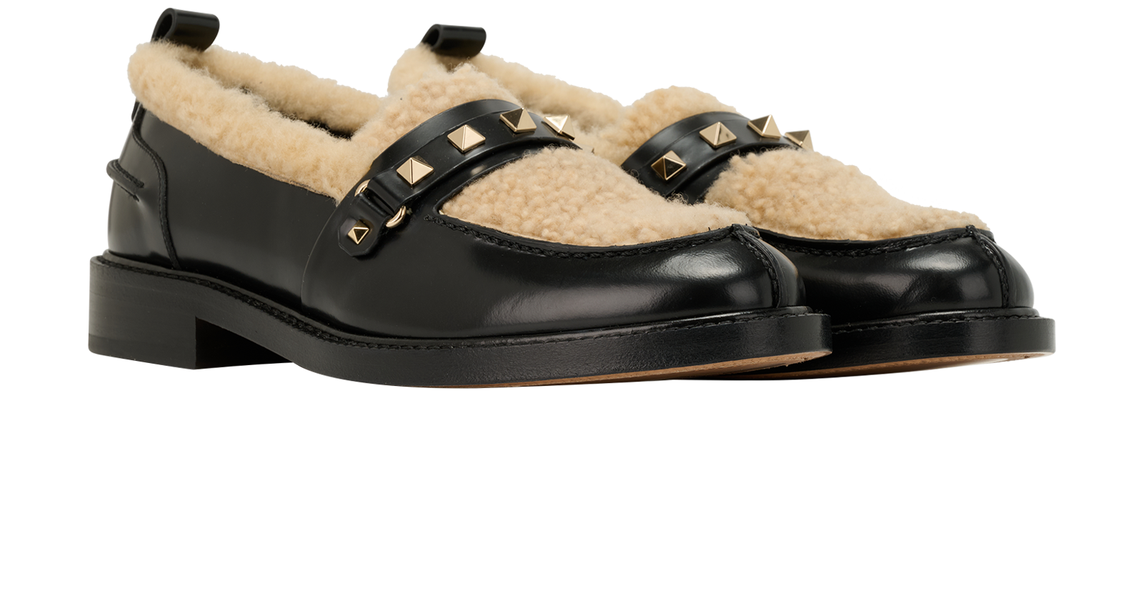 Valentino Rockstud Loafers, &pound;290, Shoes, Black, Leather, Side view