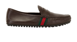 Gucci Web Loafers, Mens, Leather, Brown, UK8.5, DB/B, 2*