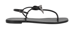 Saint Laurent Embellished Bow Thong Sandals, Leather, Black, UK 8, DB, 2*
