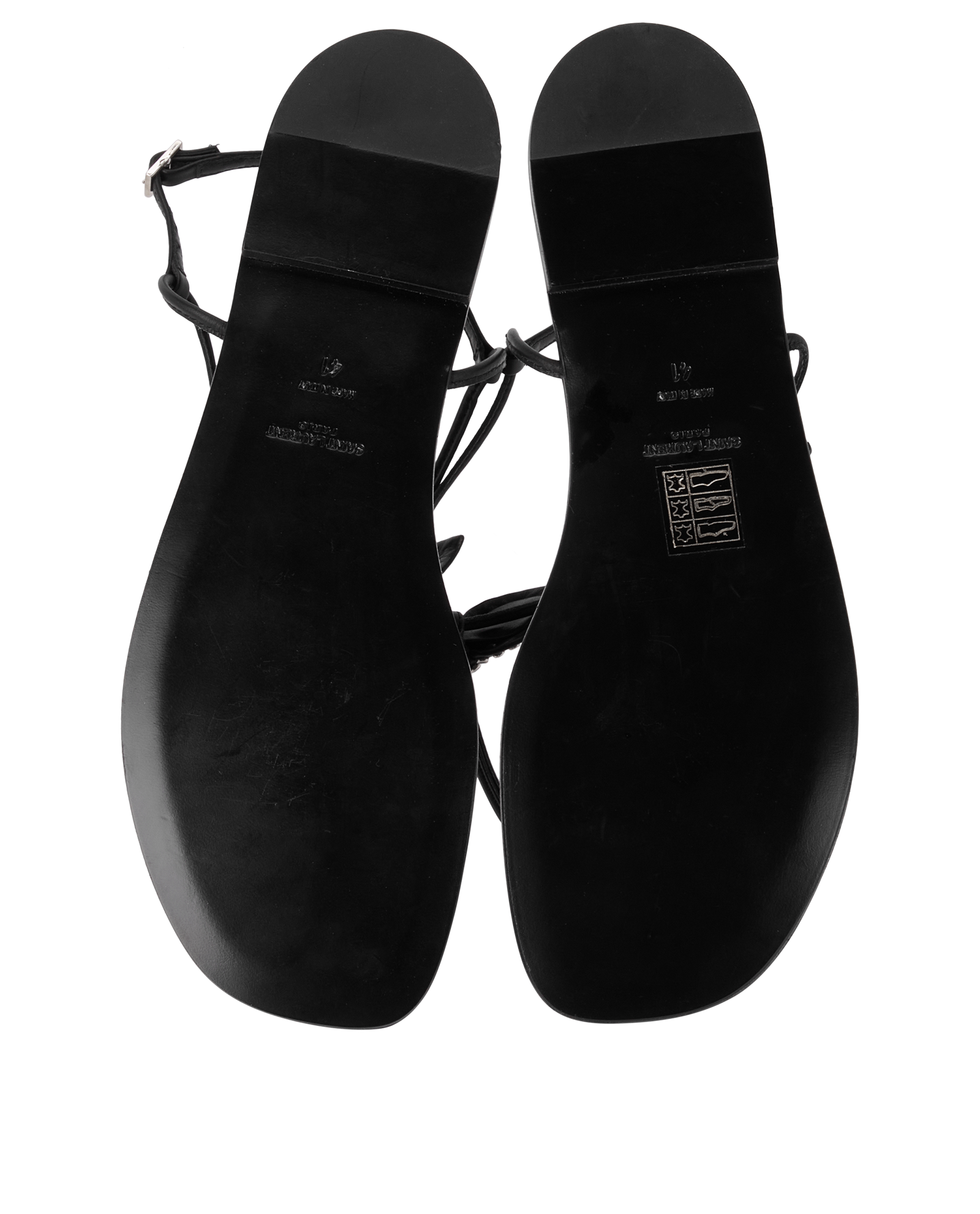 Saint Laurent Embellished Bow Thong Sandals, &pound;350, Shoes, Black, Leather, Top view