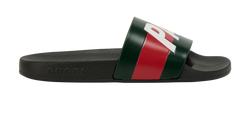 Gucci X Palace Web Slides, Rubber, Black/Green, UK3, B/DB, 3*