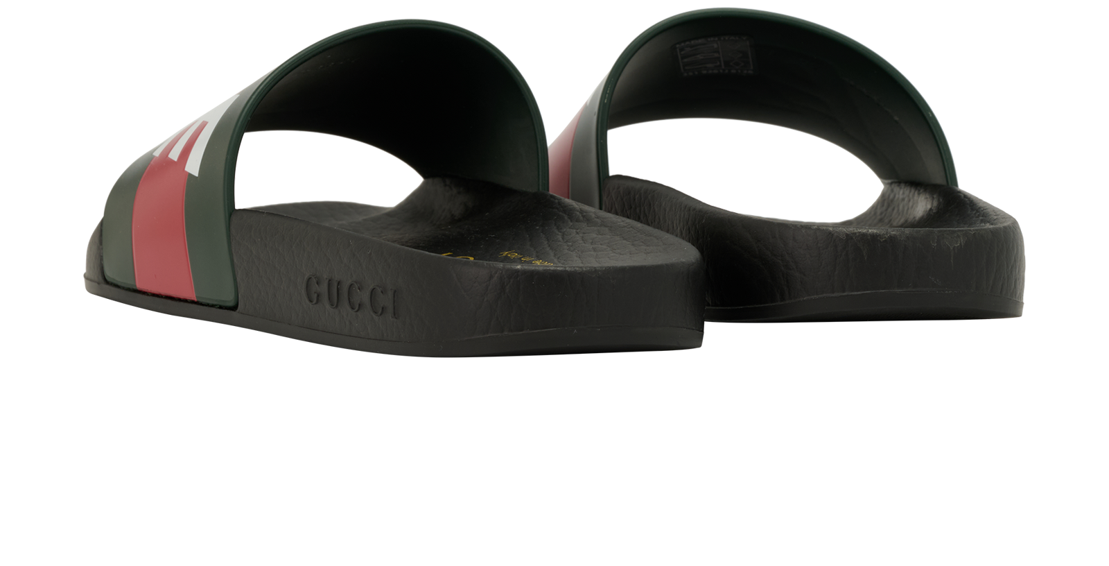 Gucci X Palace Web Slides, &pound;130, Shoes, Black/Green/Red, Rubber, Back view