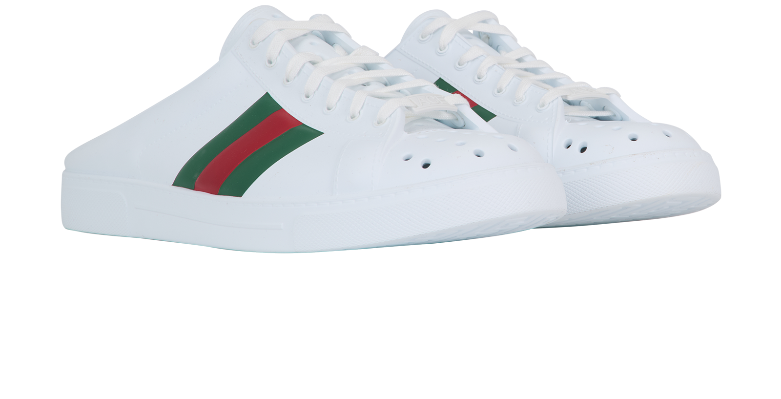Gucci Ace Web Mules, &pound;250, Shoes, White, Rubber, Side view