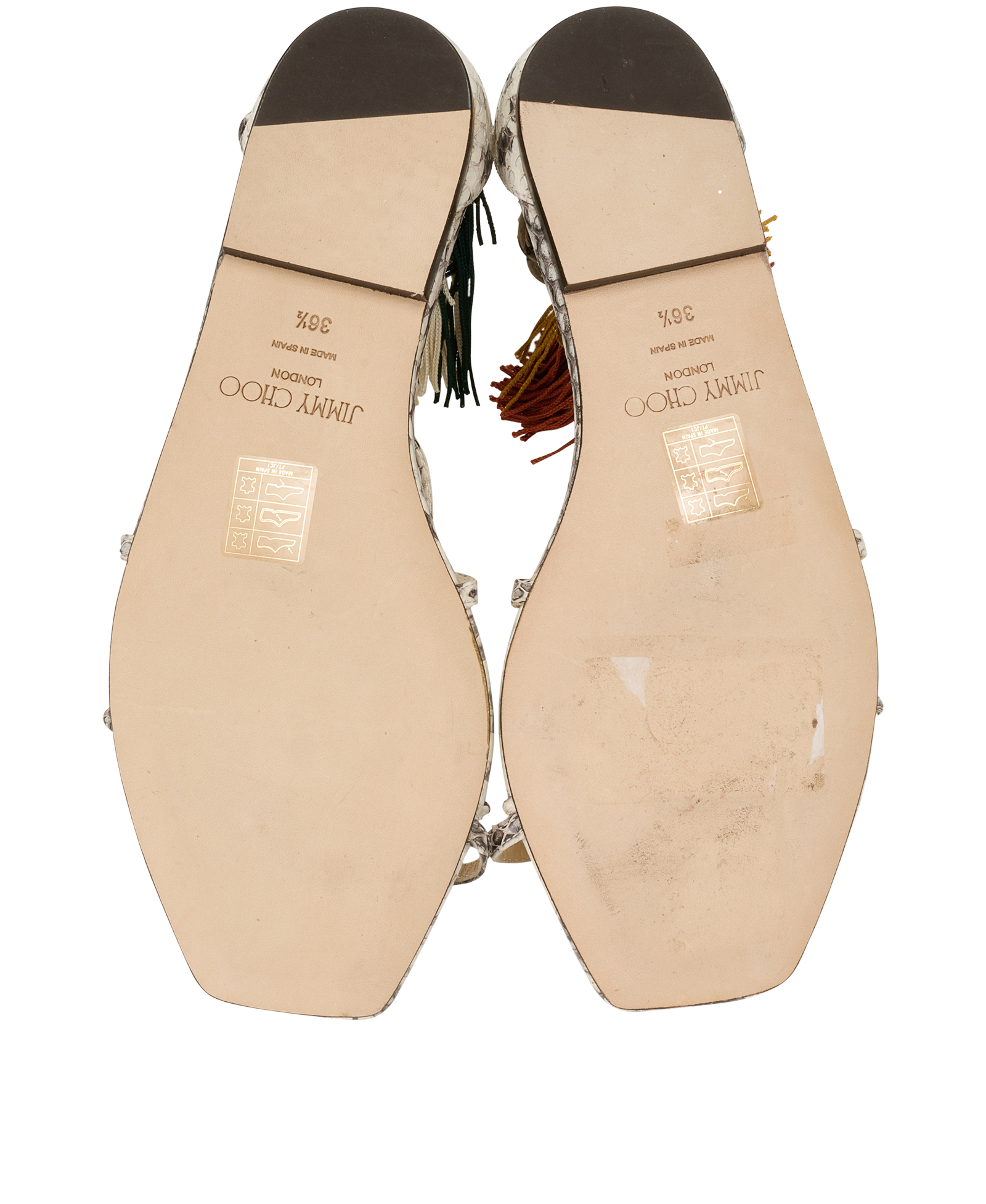 Jimmy Choo Tassels Sandals, &pound;190, Shoes, Black/White, Leather, Top view