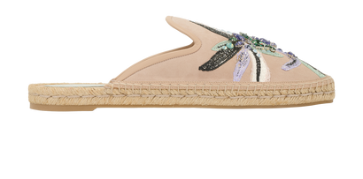Rene Caovilla Embellished Flat Mules, &pound;250, Shoes, Beige, Suede, Front view