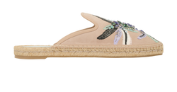 Rene Caovilla Embellished Flat Mules, Suede, Beige, UK8, DB/B, 2*