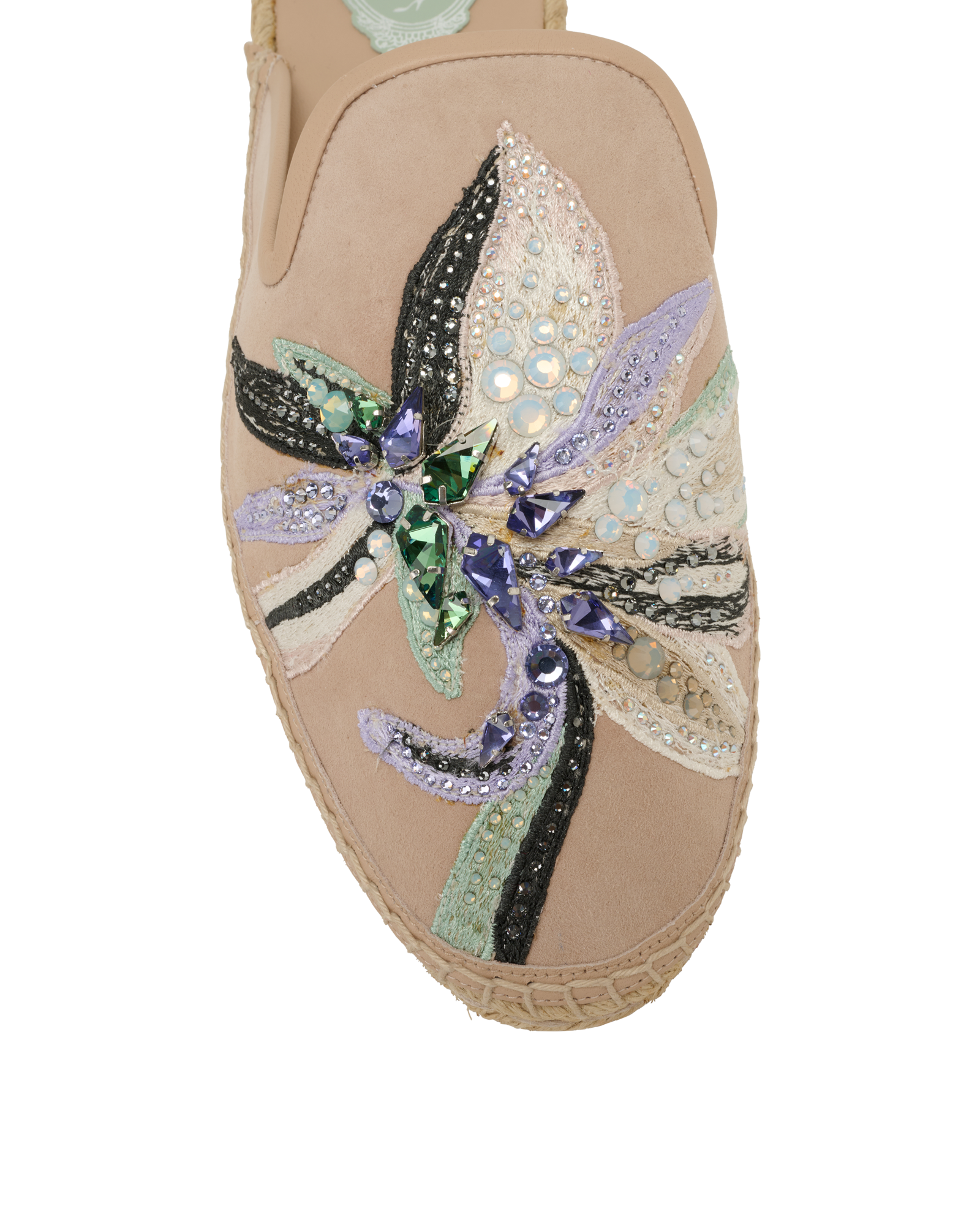 Rene Caovilla Embellished Flat Mules, &pound;250, Shoes, Beige, Suede, Other view
