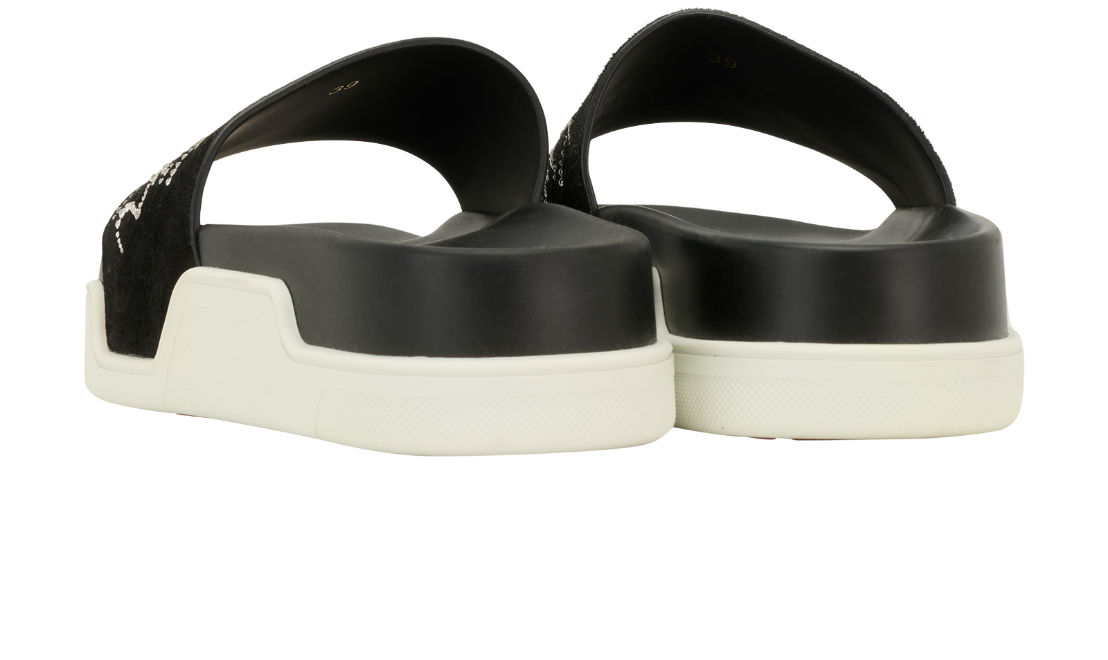 Christian Louboutin Pool Slides, &pound;220, Shoes, Black, Suede, Back view