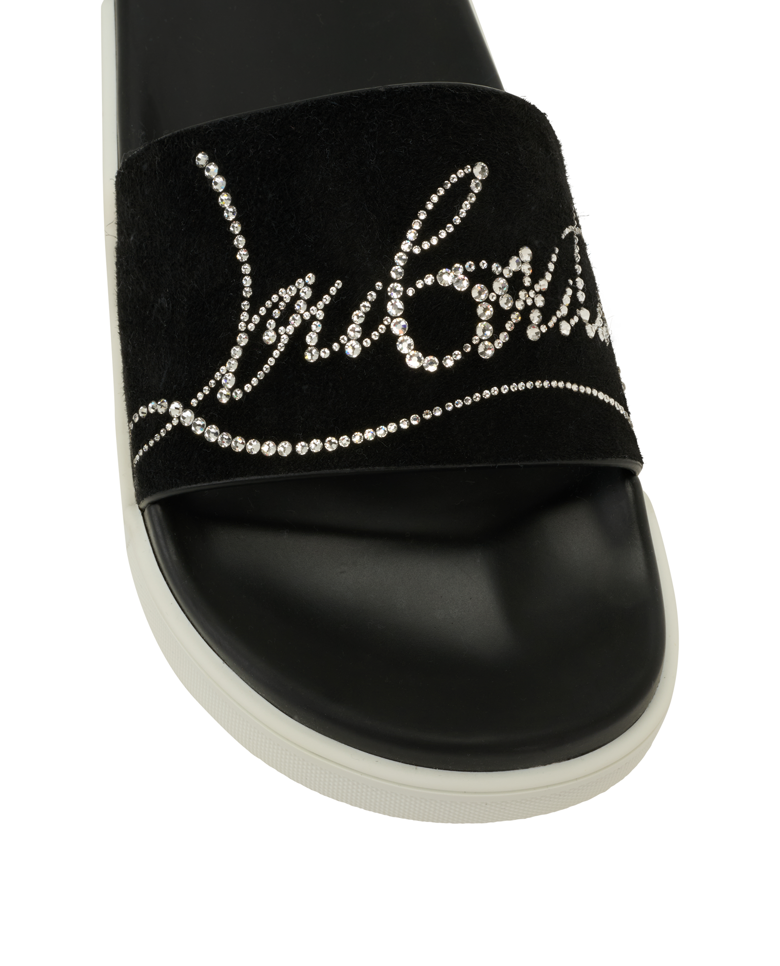 Christian Louboutin Pool Slides, &pound;220, Shoes, Black, Suede, Other view