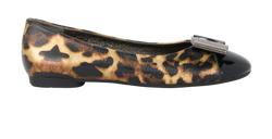 Salvatore Ferragamo Leopard Ballet Flats, Leather, Gold/Black, UK4,DB,2*