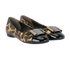 Salvatore Ferragamo Leopard Ballet Flats, £150, Shoes, Black/Gold, Leather, Side view