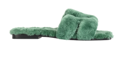Hermes Oran Sandals, Shearling, Green, UK4.5, DB, 3*