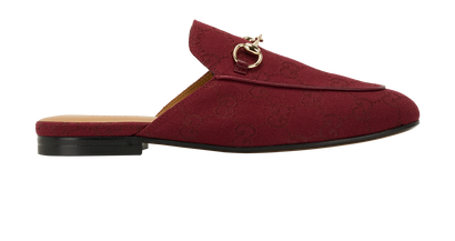 Gucci GG Princetown Mules, &pound;275, Shoes, Burgundy, Fabric/Leather, Front view