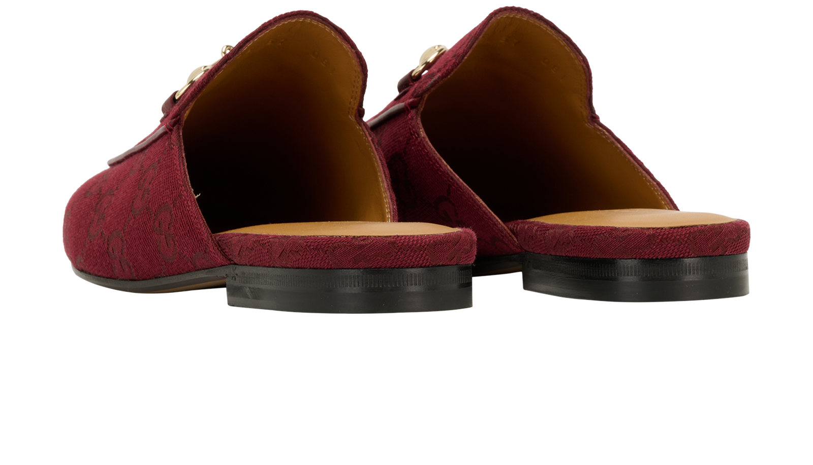 Gucci GG Princetown Mules, &pound;275, Shoes, Burgundy, Fabric/Leather, Back view
