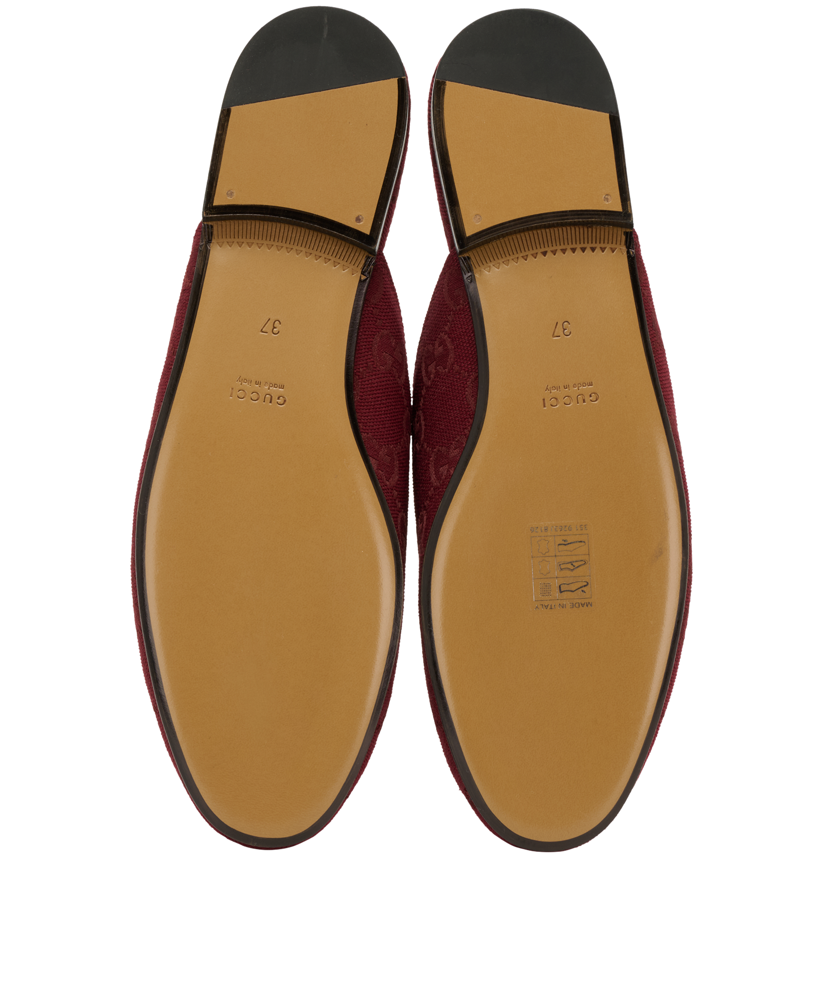Gucci GG Princetown Mules, &pound;275, Shoes, Burgundy, Fabric/Leather, Top view