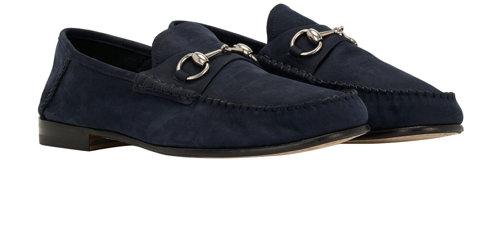 Gucci Horsebit Whipstitch Loafers, &pound;350, Shoes, Blue, Suede, Side view