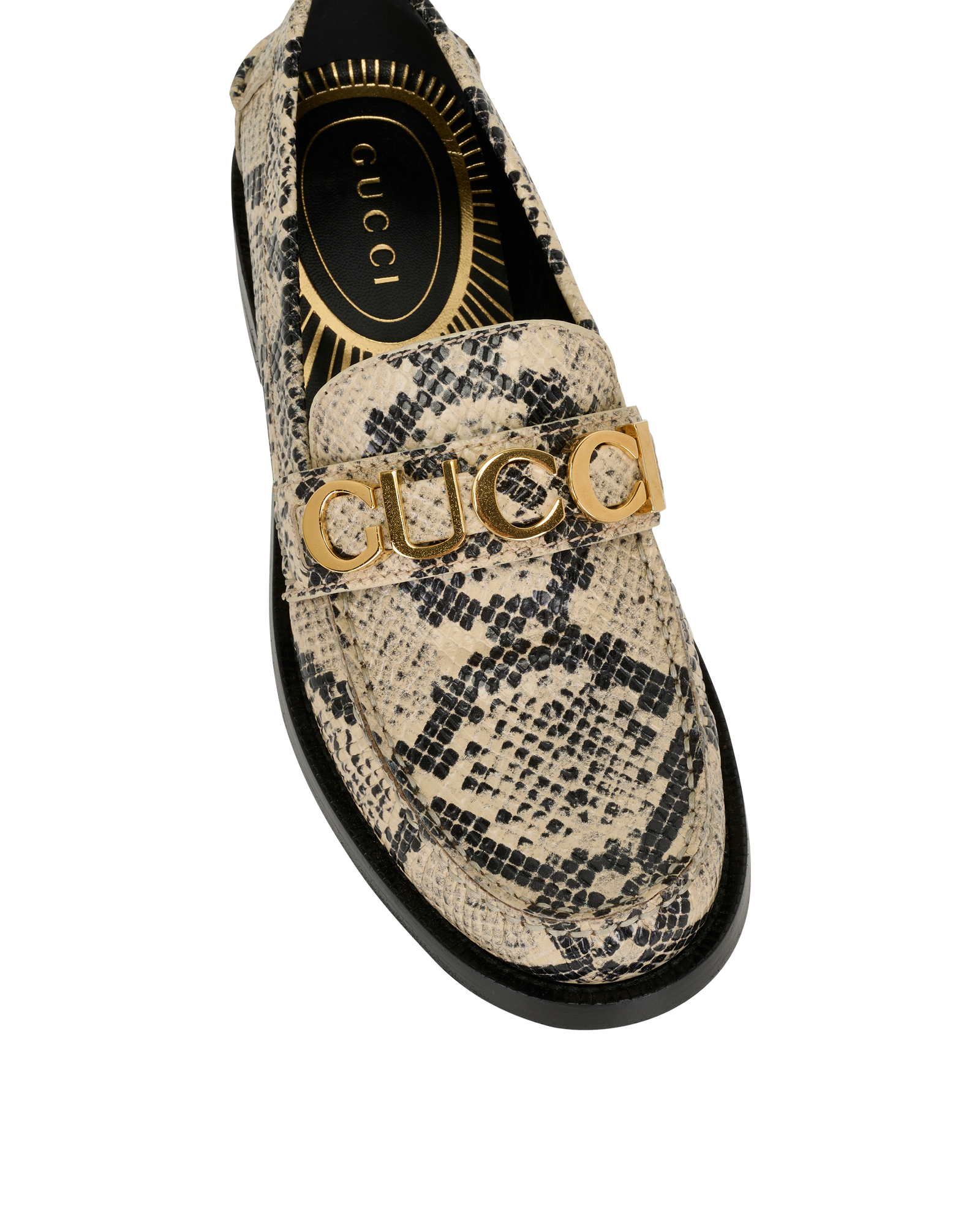 Pre-loved Gucci Faux Python Loafers - £350