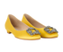 Manolo Blahnik Hangisi Embellished Ballet Flats, &pound;495, Shoes, Yellow, Satin, Side view