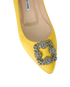 Manolo Blahnik Hangisi Embellished Ballet Flats, &pound;495, Shoes, Yellow, Satin, Other view
