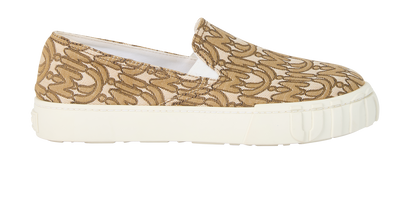 Miu Miu Logo Slip On Shoes, £180, Shoes, Beige, Canvas, Front view