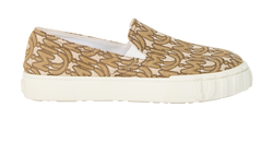 Miu Miu Logo Slip On Shoes, Jacquard, Beige, UK8, DB, 3*