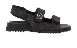Gucci GG Double Strap Sandals, Canvas, Black, UK 4.5, DB/B, 3*