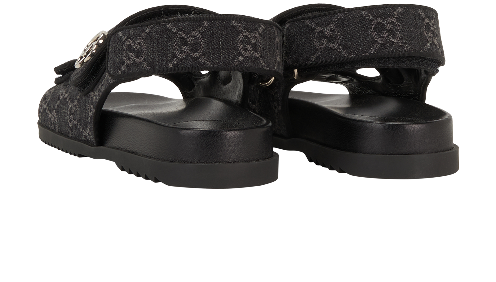 Gucci GG Double Strap Sandals, &pound;395, Shoes, Black, Canvas, Back view