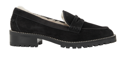 Jimmy Choo Deanna Loafers, &pound;220, Shoes, Black, Shearling/Suede, Front view
